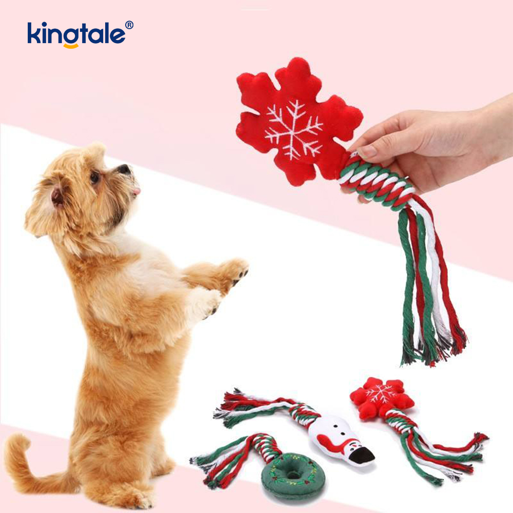 Pet Christmas Rope Plyslegetøj Hvalpetyggetøj til tænder