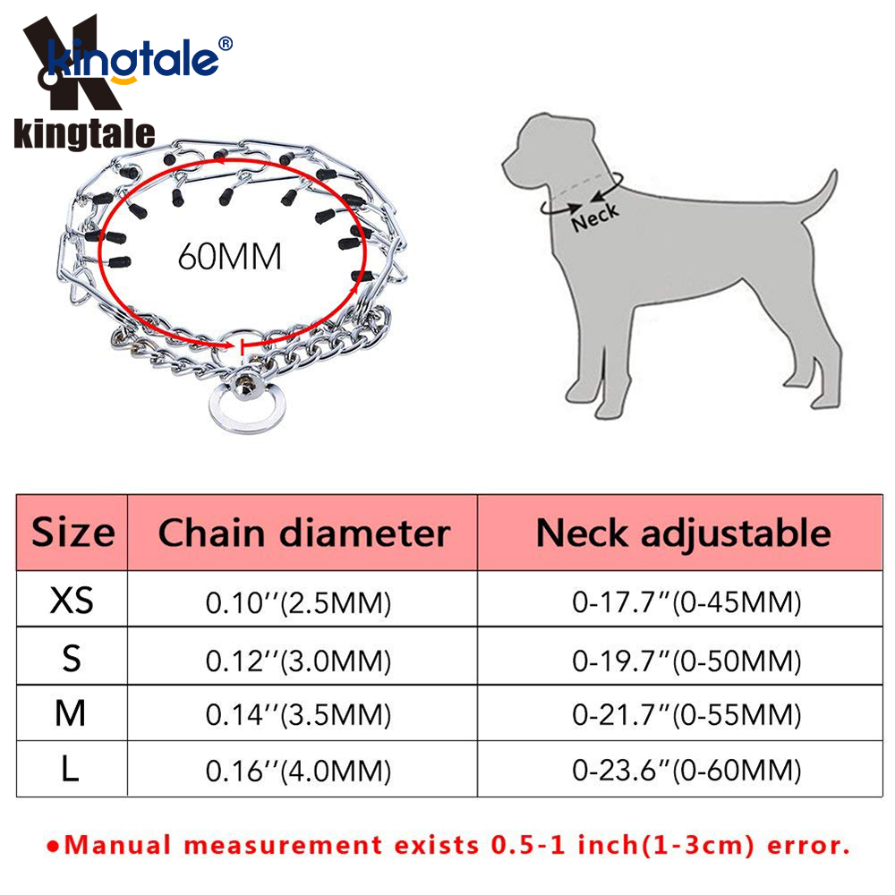Pet Pinch Choke Halsbånd Carbon Steel Metal Prong Hundetræningshalsbånd