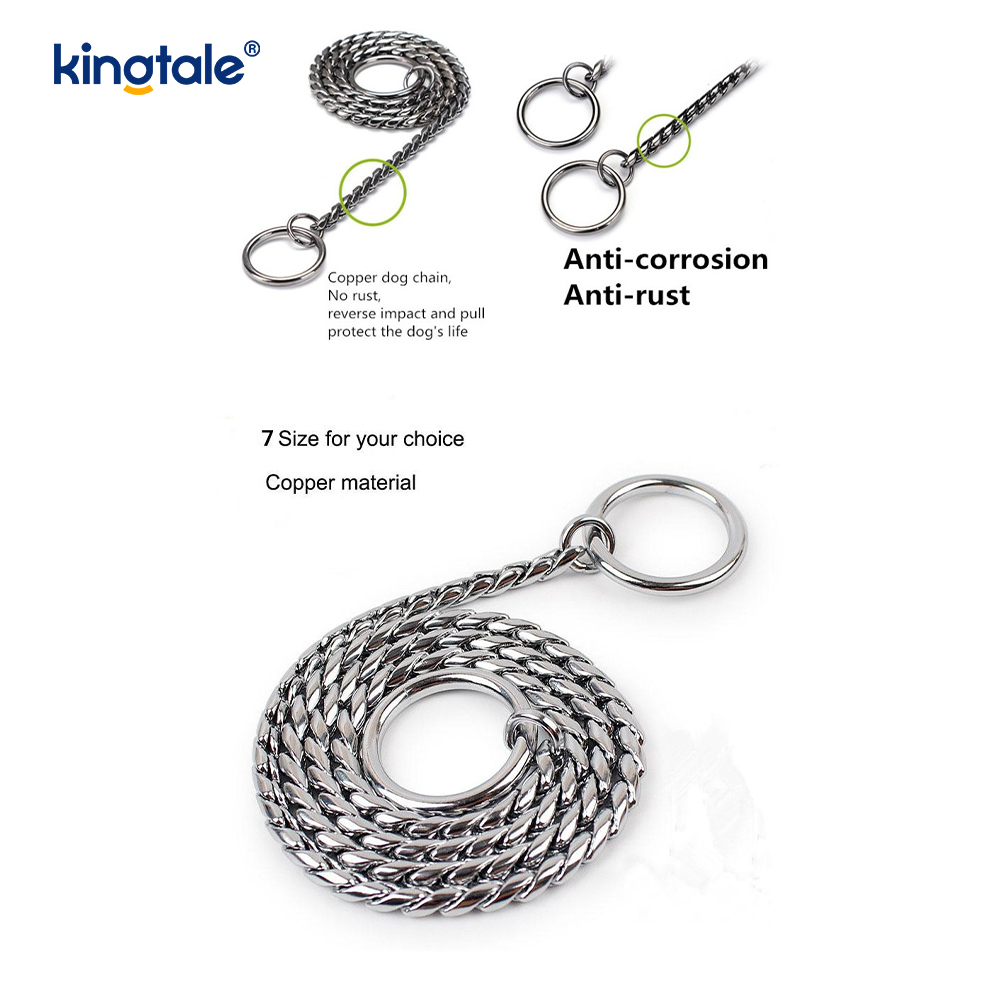 Pure Copper Metal Snake Dog Chain Halsbånd til små og mellemstore hunde