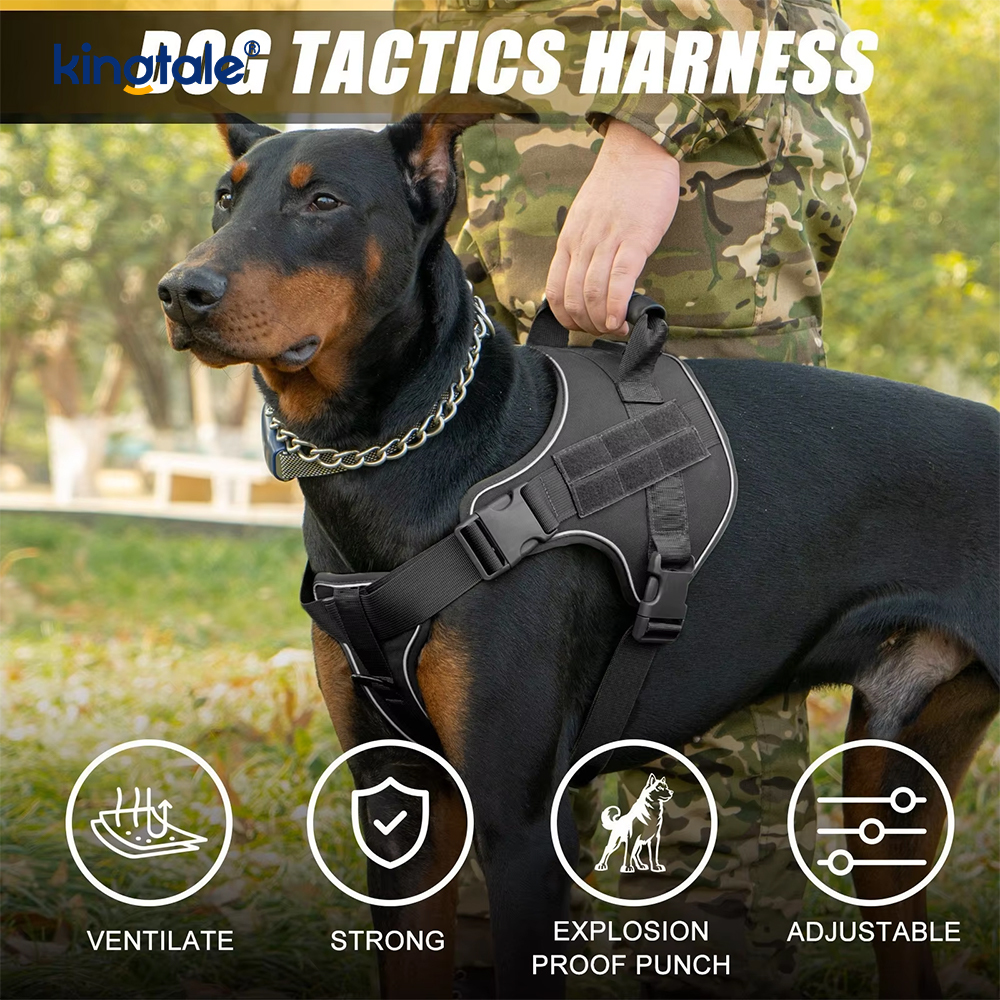 No-Pull Reflekterende Taktisk Heavy Duty Taktisk Hundesele til store hunde