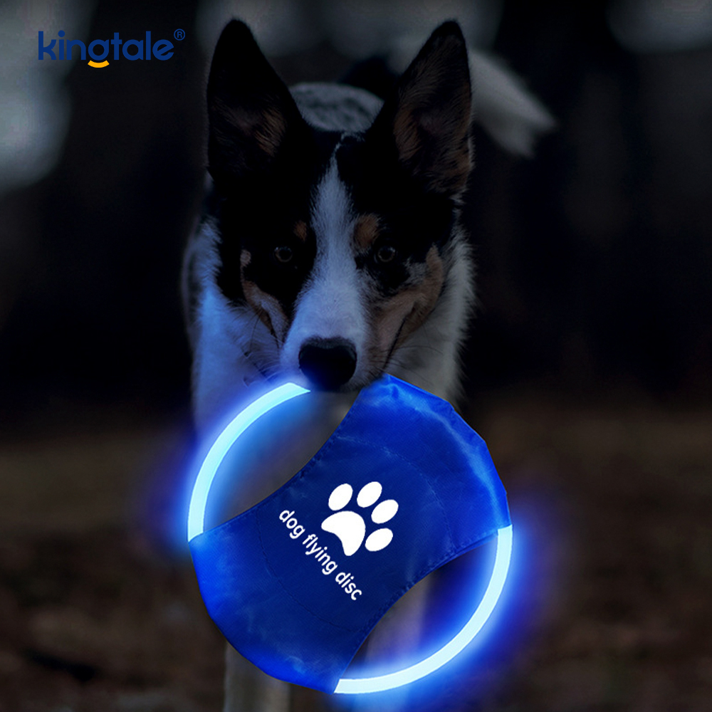 LED genopladeligt lys-up frisbee hundetræningslegetøj til kæledyr
