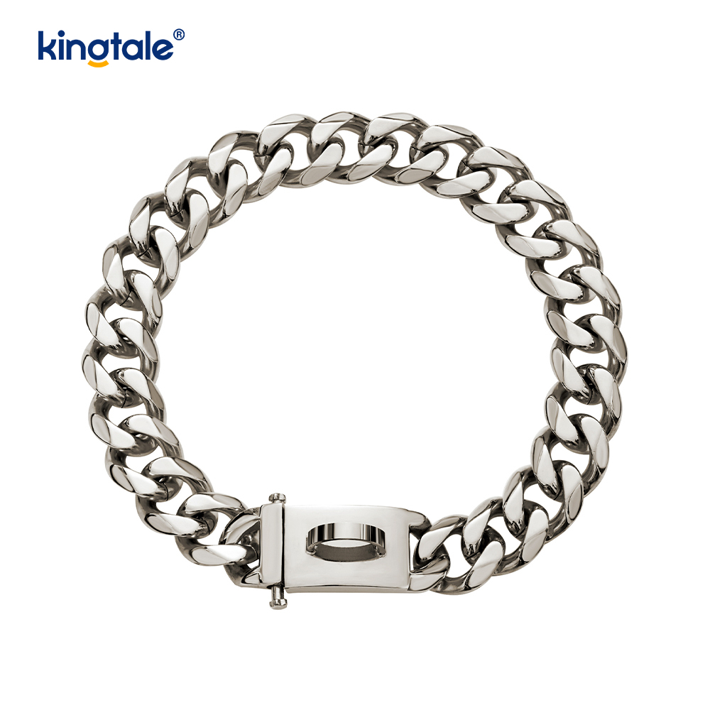 Modebelagt rustfrit stål Pet Cuban Link Dog Choke Chain Halsbånd