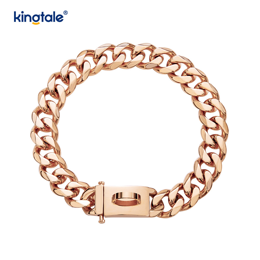 Modebelagt rustfrit stål Pet Cuban Link Dog Choke Chain Halsbånd