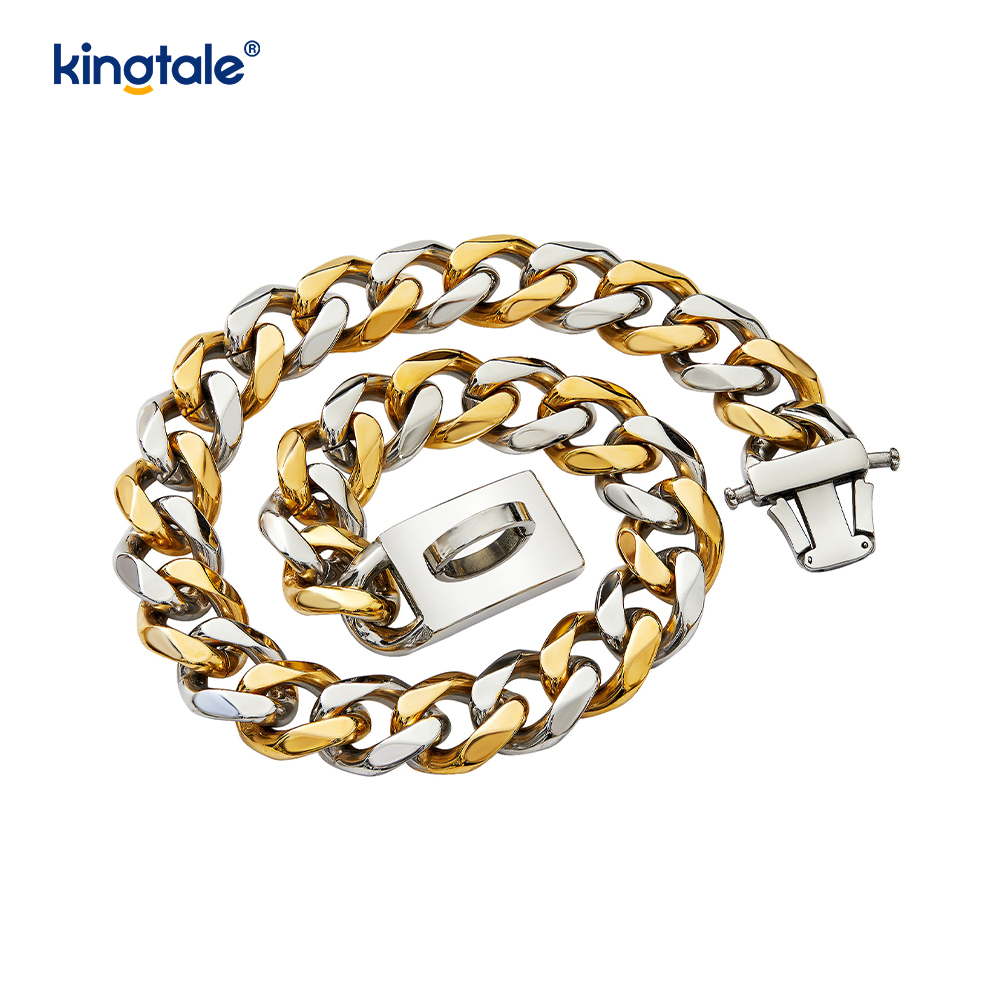 Modebelagt rustfrit stål Pet Cuban Link Dog Choke Chain Halsbånd